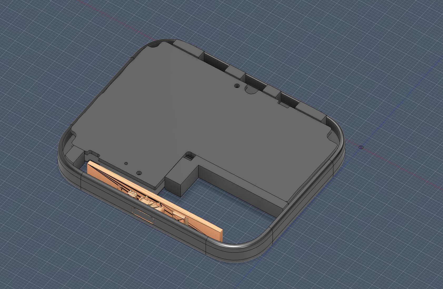 2D scan of the PCB, trimmed to the cut lines and extruded to match the measured thickness - a tight fit within the iPhone’s width